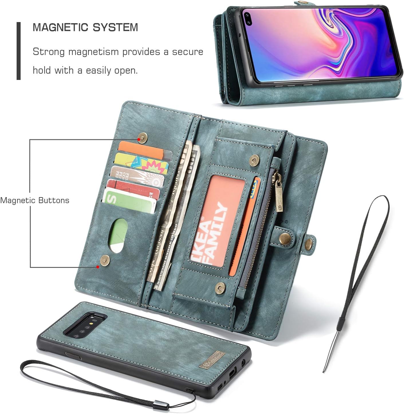 Suреr Bіg Clеаrаnсе! Galaxy S10 Plus Case Wallet, S10+ Detachable Slim Cover, XRPow Premium Leather Folio Magnetic Wallet Protection Card Slot Holder Removable Back Shell Carrying Cover for Samsung Galaxy S10 Plus Blue