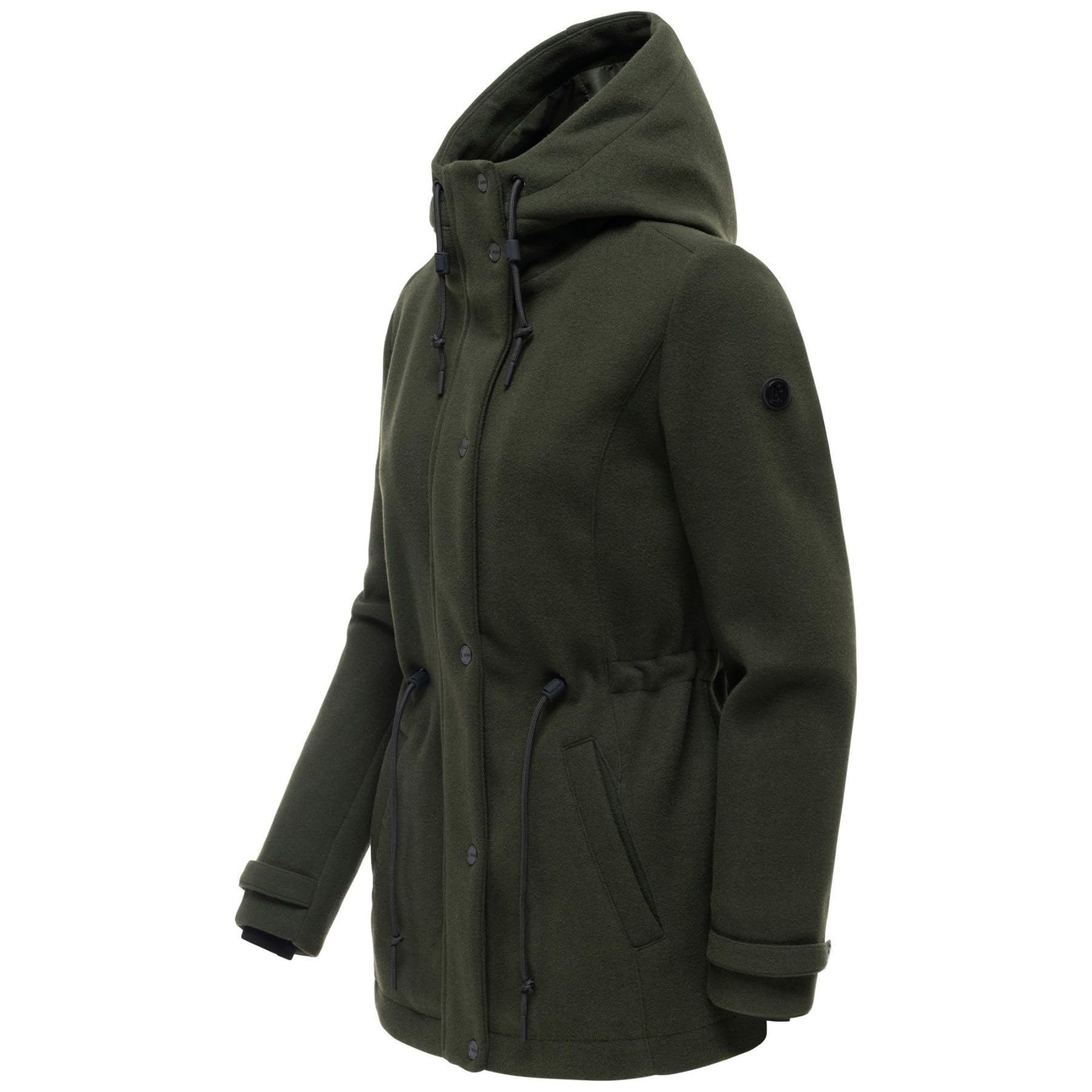 Navahoo Damska kurtka przejściowa (XS-3XL) o wyglądzie wełny, stały kaptur, regulowana talia - N129