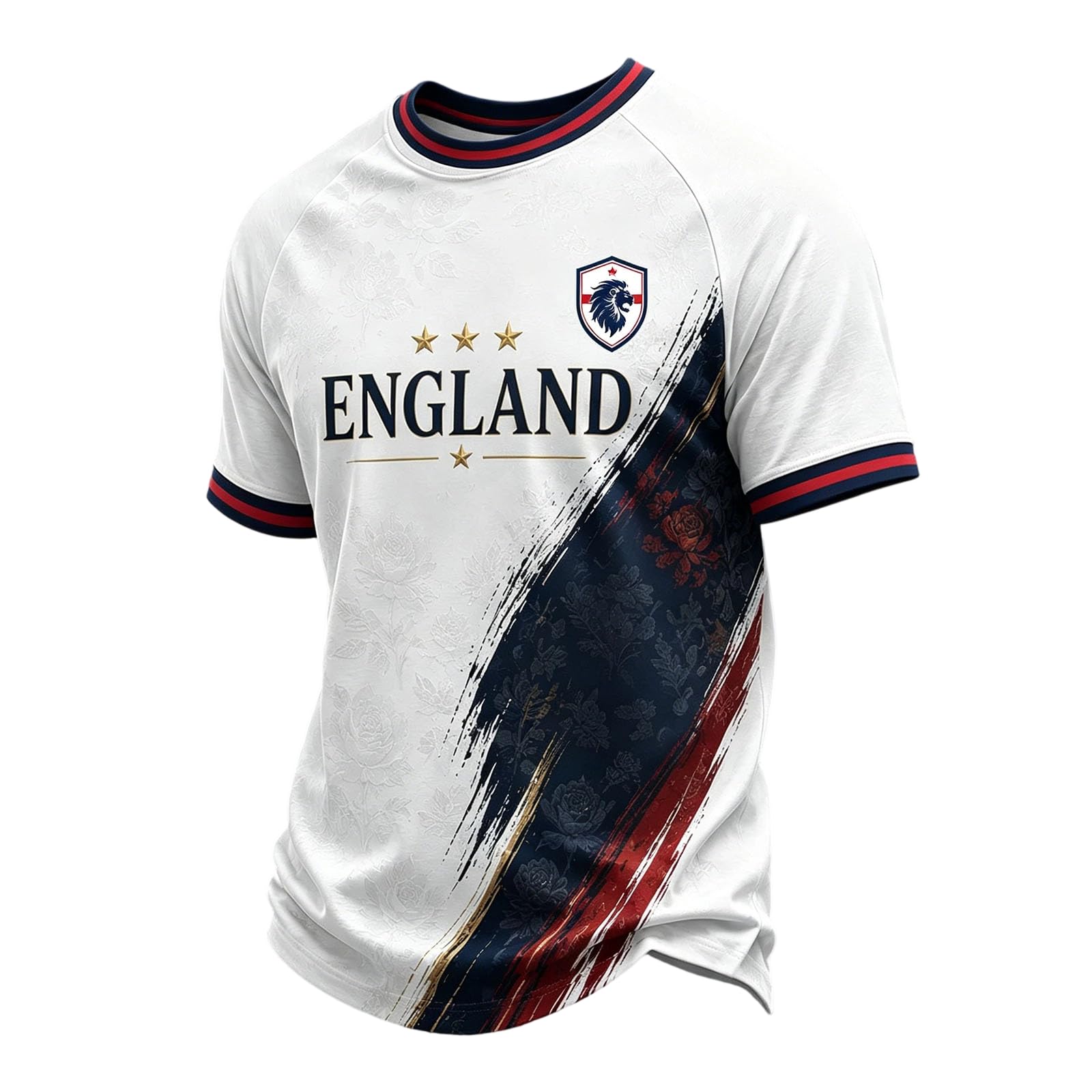 Football Tops Men's England Soccer Retro Tops Vintage Breathable Short Sleeve T Shirt Crew Neck Fan Apparel for Game Day or Daily Wear 03-Red 3XL