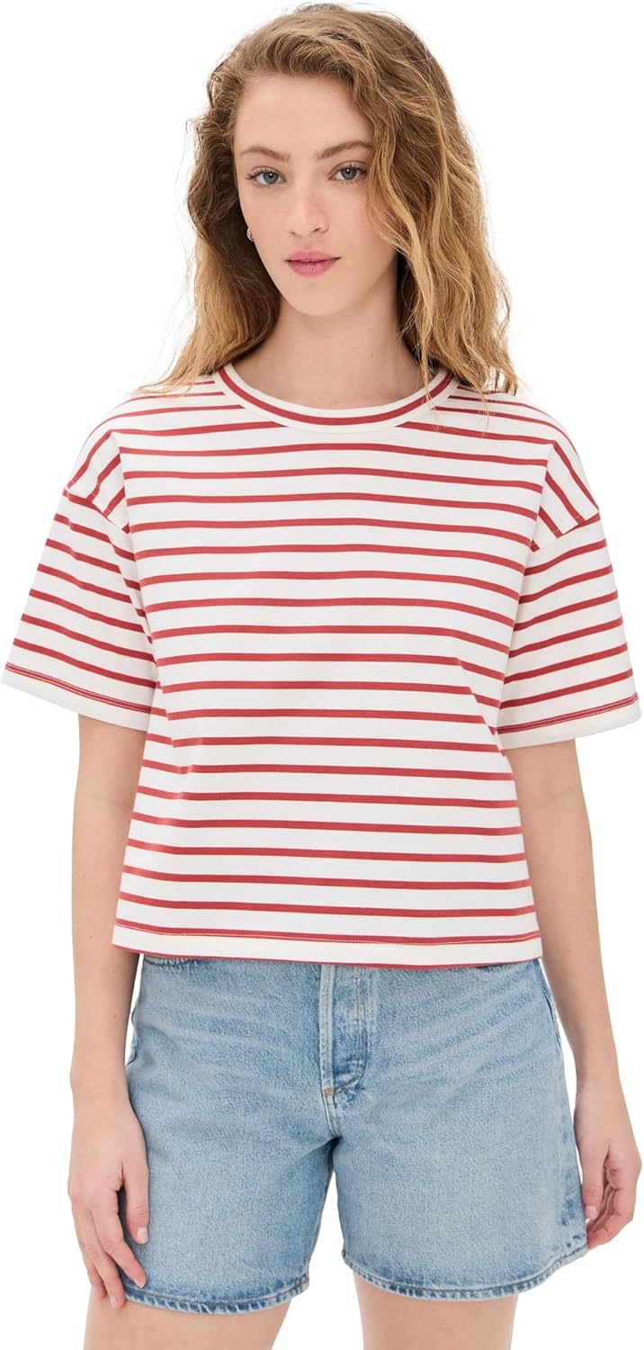 Madewell Women's Everyday Boxy Crop Tee in Stripe