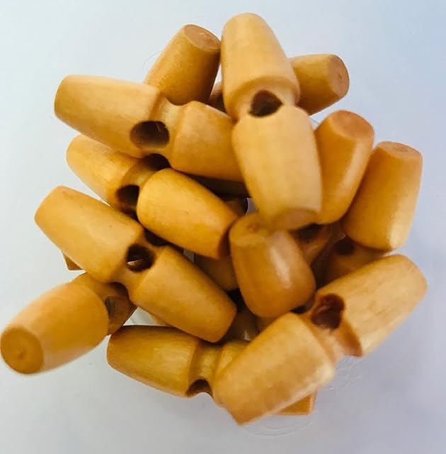 Beads'n'Bits - Natural Brown Coloured Wooden Toggle Buttons. Ideal for Toddler, Childs Jacket, Duffle Coat Wood. 30mm and 35mm (Light Natural 30mm)