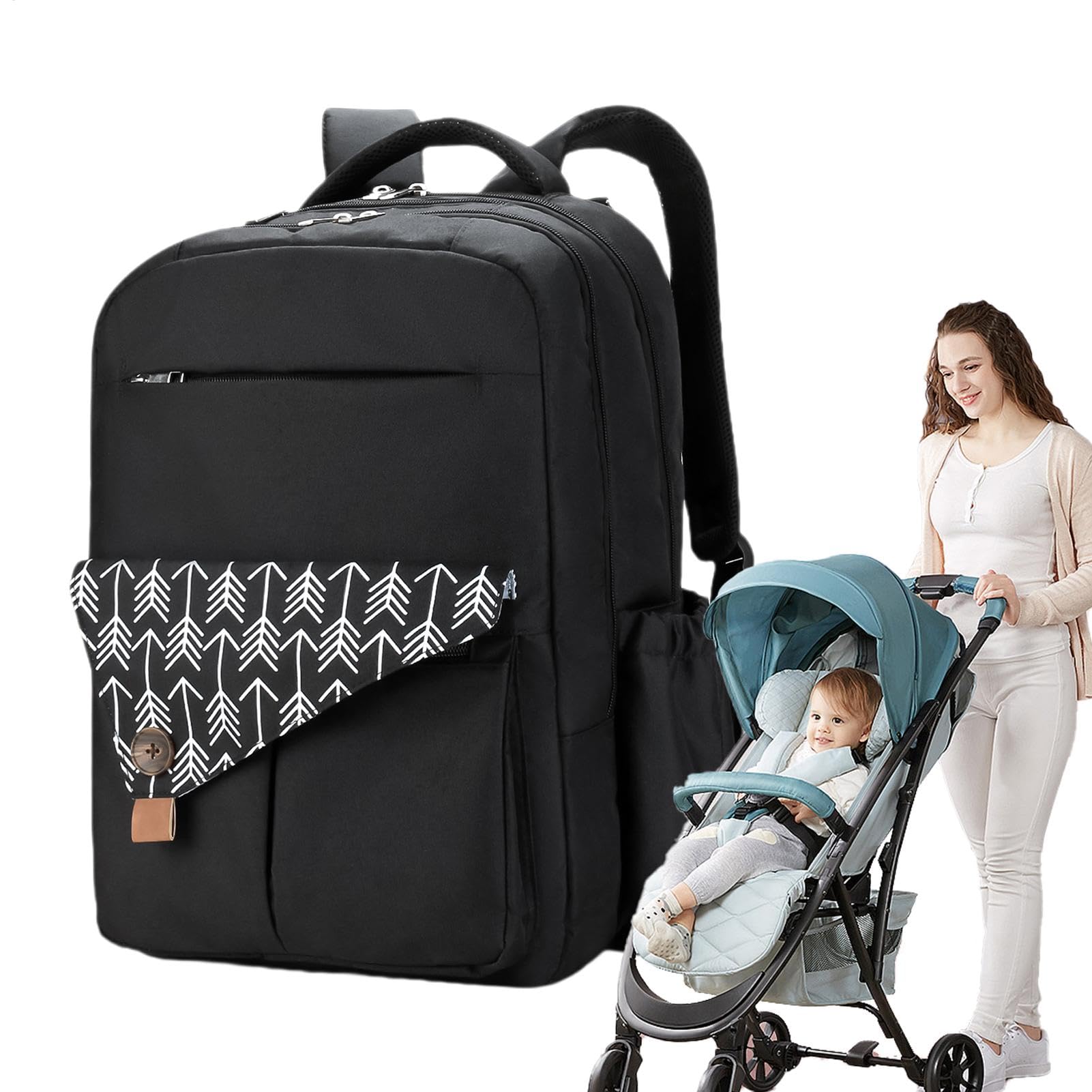 Borsa impermeabile per pannolini per passeggino, borsa per pannolini per viaggi, borsa per pannolini multi-scomparto, zaino per pannolini con organizer, zaino per pannolini maternità, zaino per