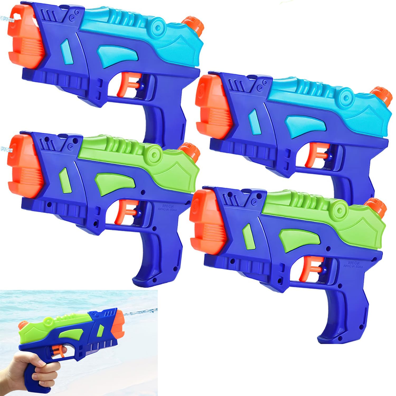 (4 Pack) Water Guns for Kids Small Water Pistols Squirt Guns for Outdoor Swimming Pool Party Beach Backyard Games