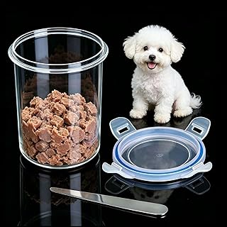 Reusable Wet dog food container for fridge, Dog Food Can Lids Keeps Food Fresh, Includes Stainless Steel Spoon & Can covers for dog food cans, pet food storage containers, Easy to Use