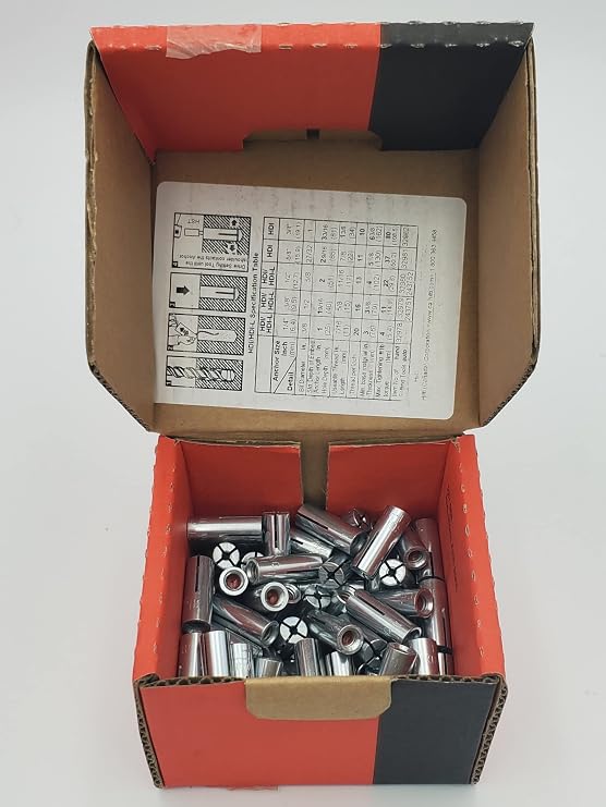 HILTI 100 pack HDV 1/4 Drop in Anchor, Steel, Zinc-plated, Internal thread size 1/4 in, Fastener Type Alloy Steel, Finish Type Plated