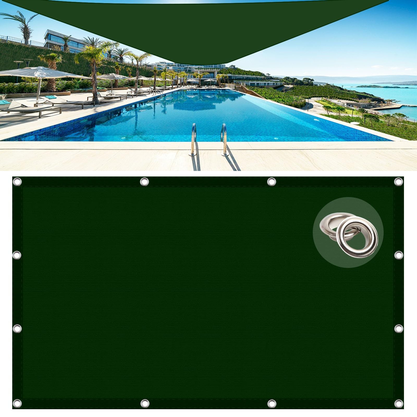 Filet d'ombrage avec oeillets 6x6 m pour stopper la chaleur du patio