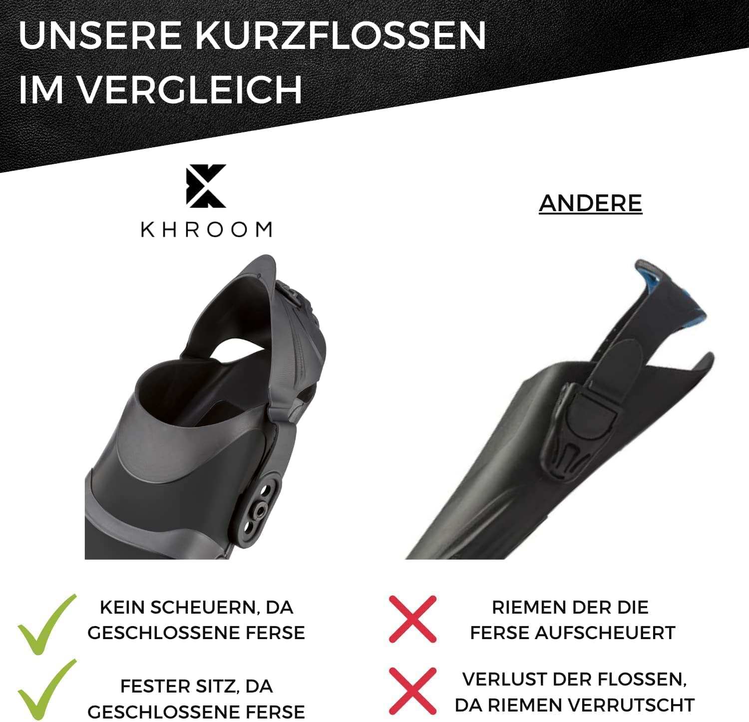 Khroom verstellbare Kurzflossen Erwachsene Gr. 36-47 || Zum Schnorcheln und Schwimmen - Made in Italy - Premium Taucherflossen mit Umhängetasche | Schwimmflossen