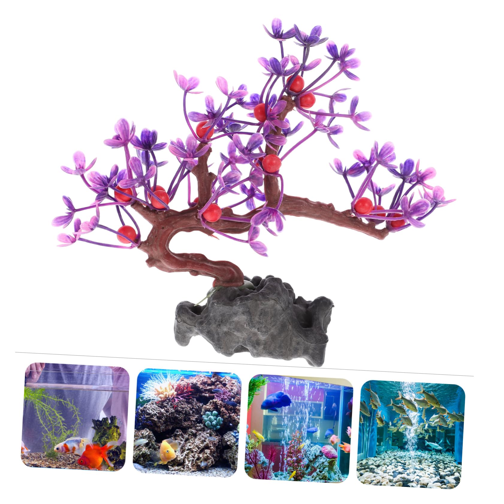 Alipis 4 Piezas Hierba acuática Vegetal simulada Plantas de Acuario Plantas Acuáticas césped Artificial Adorno de Planta de simulación pecera paisajismo decoración el plastico Púrpura