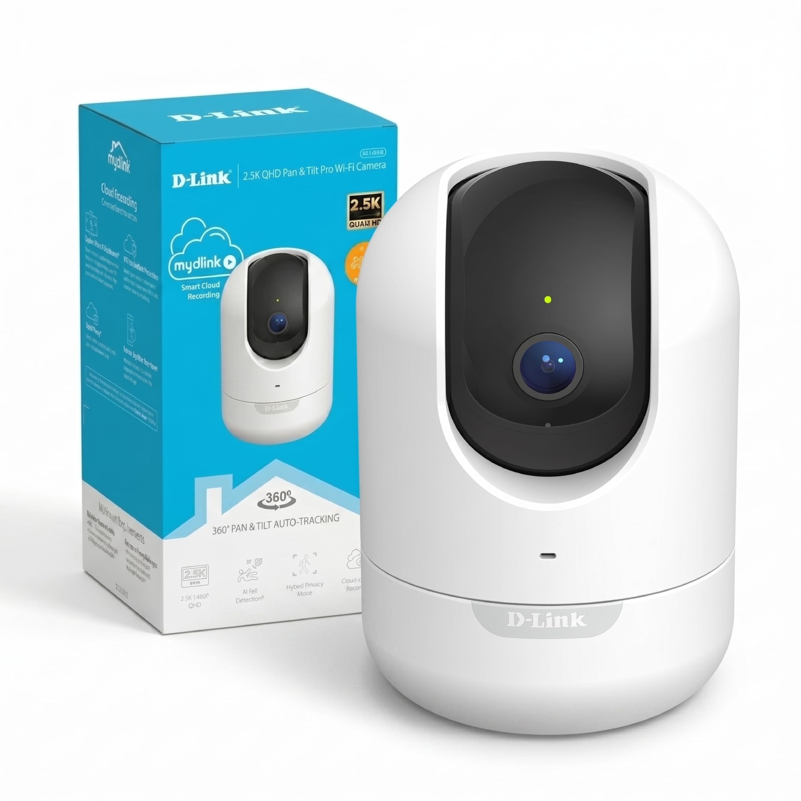 D-Link DCS-8610 Telecamera Wi-Fi Pan & Tilt 2.5K QHD, IA Persone e Cadute, Auto Tracking 360°, Visione Notturna, Audio 2 Vie, Dual Band, Ethernet, microSD, mydlink App
