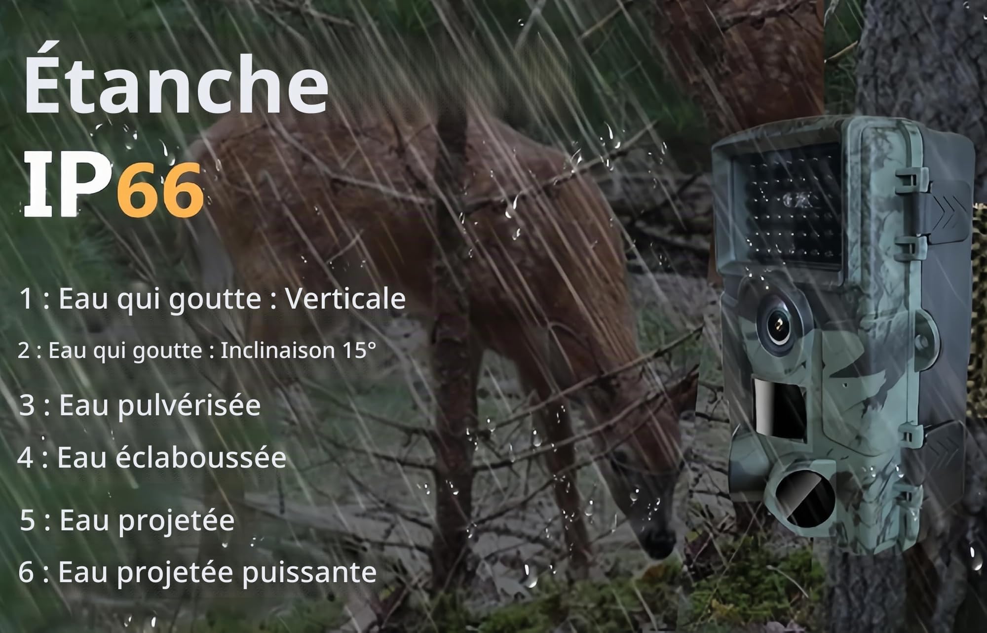 Chasse Caméra 4K/1680P 60MP Full HD avec Carte SD 32GB | Infrarouge Vision Nocturne Animaux | Piège Photographique Étanche Suiveuse Exterieur Traque IR - Caméra de Chasse