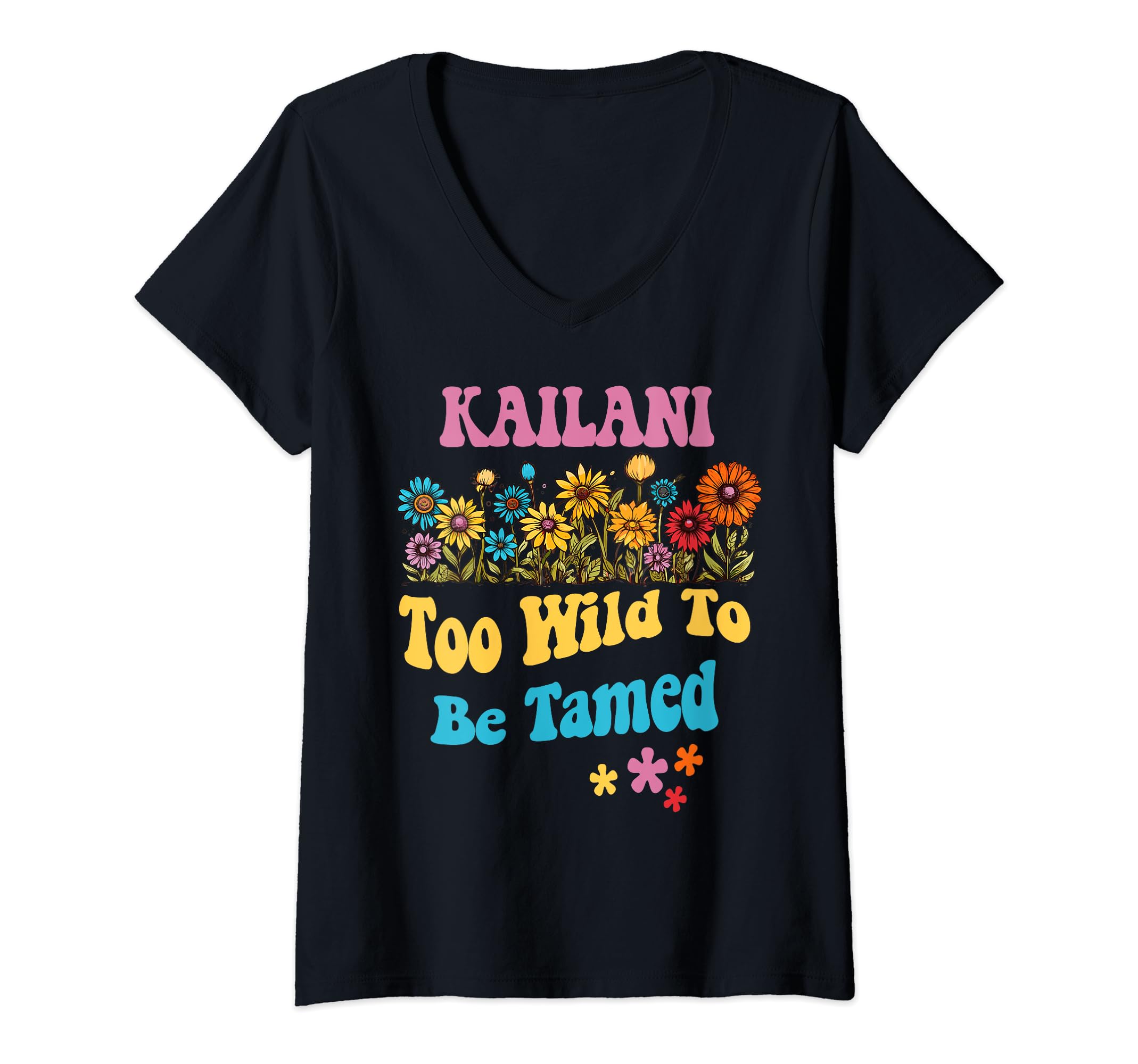 KAILANI Name Cute Retro Girls Wildflower KAILANI Name V-Neck T-Shirt