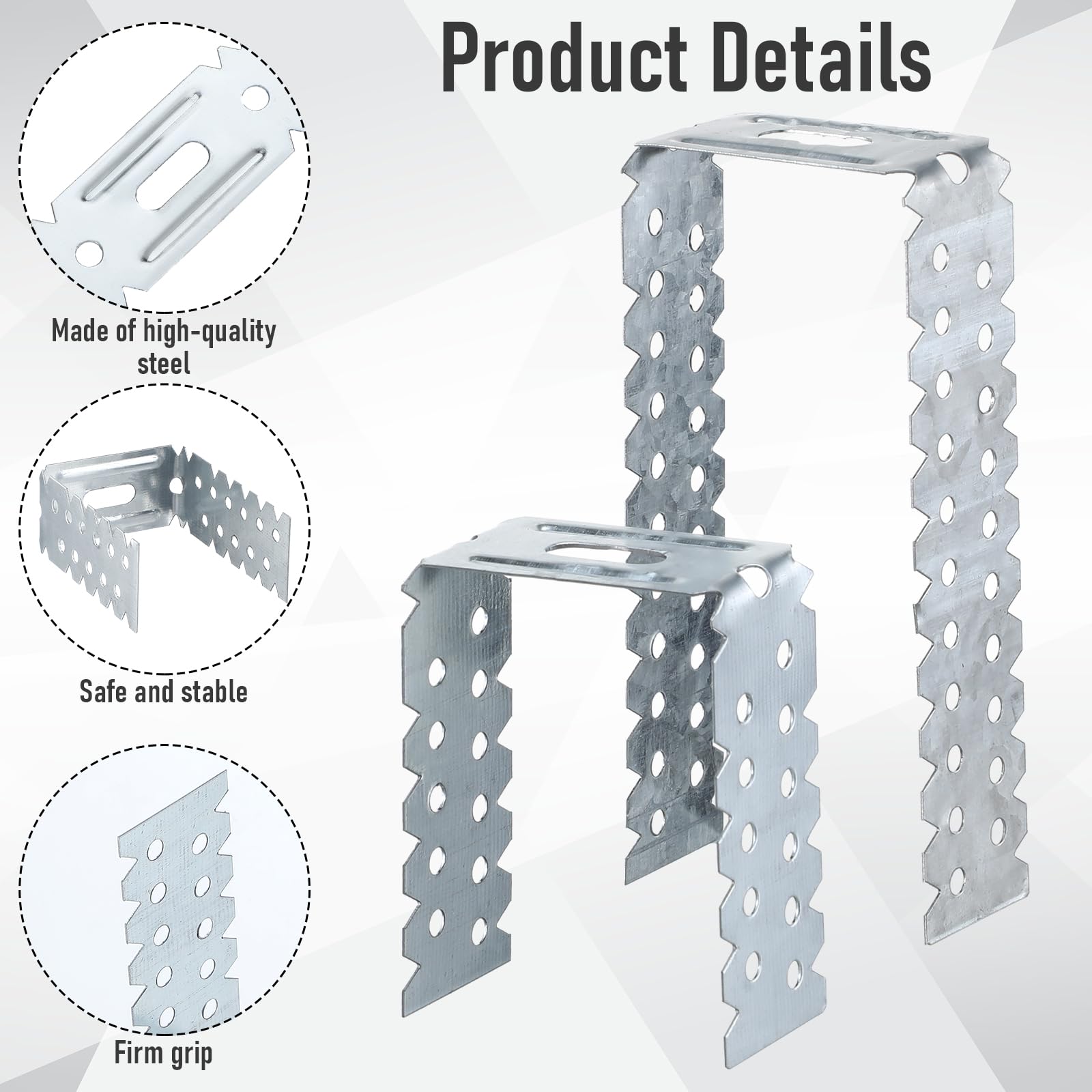 Gulfmew 100pcs Hinge Drylining Brackets Pre-galvanised Drywall Brackets 195mm x 30mm Galvanised Mild Steel Wall Mount Designed for Plasterboard Dry Lining Systems for Wall Ceiling Timber Joint - Image 3