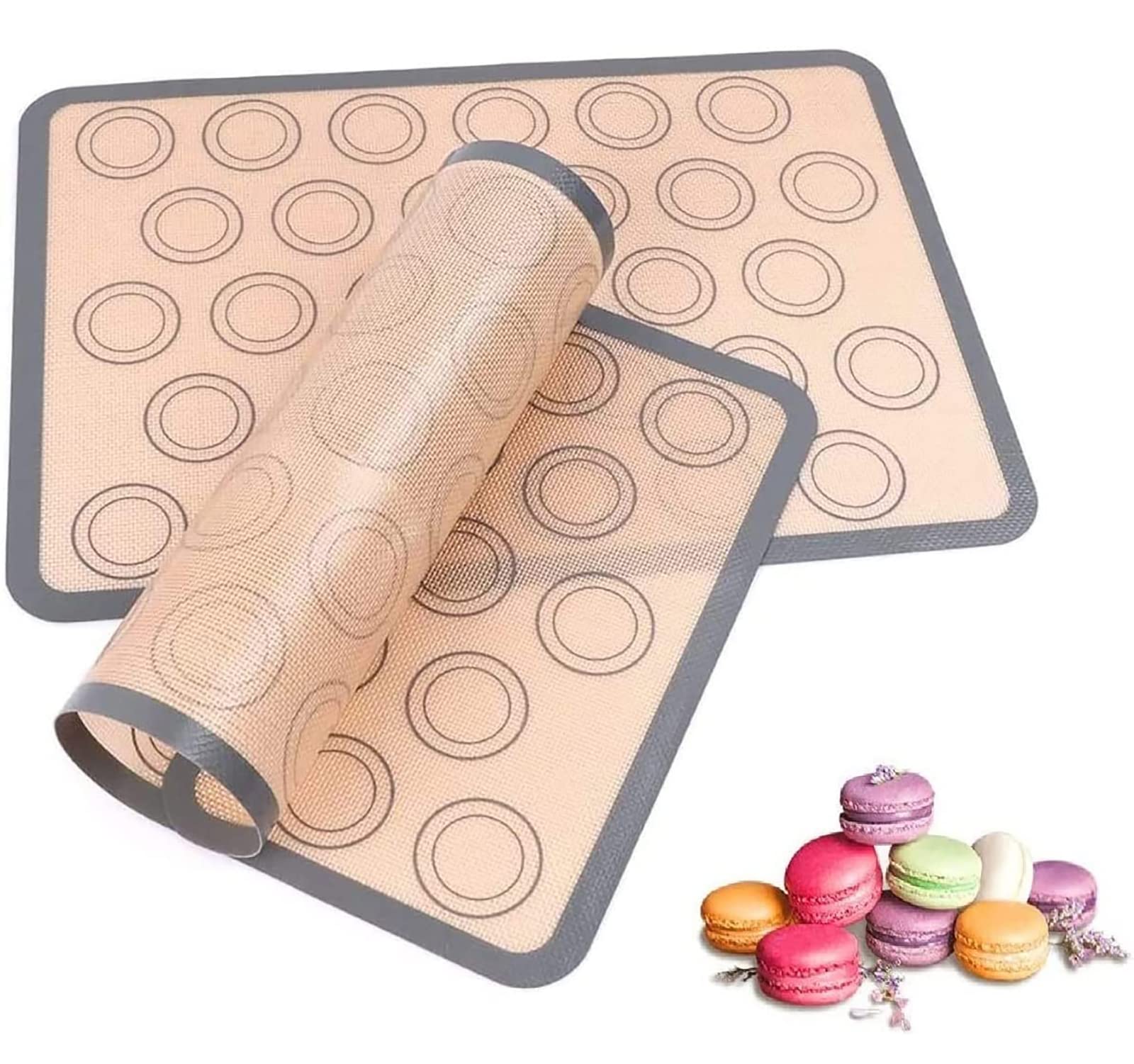 NALACAL Silicone Macaron Baking Mats. 2 Half Non-Stick Silicone Baking Sheets. BPA-Free Macaron Baking Mat. Perfect Macaron Mat for Making Cookies, Macaroons, Bread & Pastry