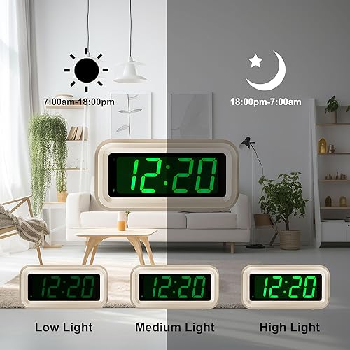 Miniatura 3 de Reloj despertador digital a pilas con pantalla LED para dormitorios, batería de larga duración de 12 meses, 3 brillo ajustable, 1224 horas,