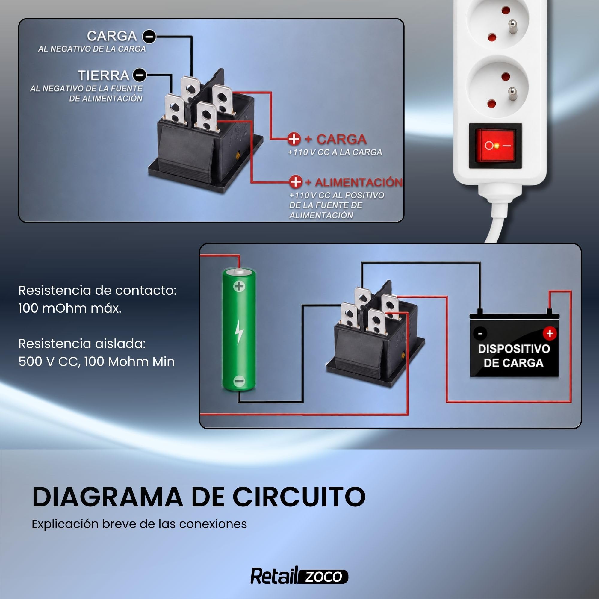 Interruptor Basculante DPST ON/OFF 4 pin, 1 Unidad - imagen 4