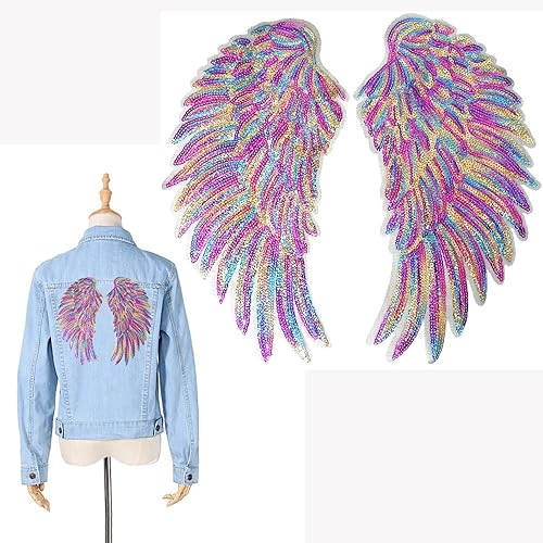 Miniatura 8 de 1 par de parches de lentejuelas con alas de ángel deslumbrantes para ropa, parches bordados para planchar, parche con apliques para ropa, pantalones