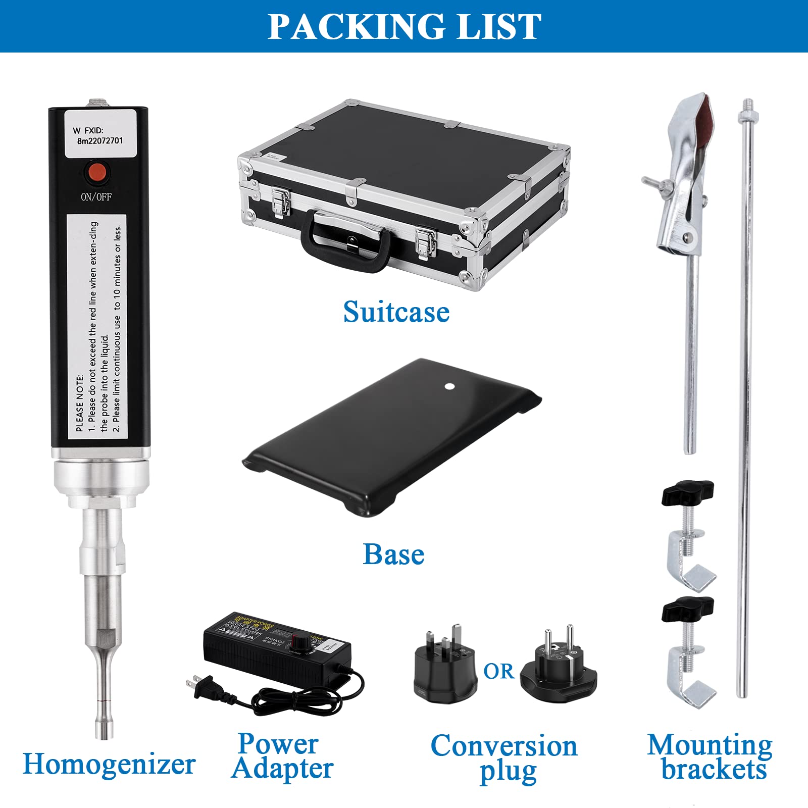 MXBAOHENG Homogeneizador Ultrasónico Portátil de Mano Homogeneizador de Laboratorio para Extracción Celular, Emulsificación y Homogeneización (500W 10mL~500mL)