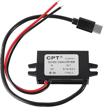 AITRIP 1PCS DC 12V to 5V 3A 15W Buck Converter, Step Down Voltage Regulator,USB Type-C Waterproof Power Adapter for Raspberry Pi 4, Phone, Car