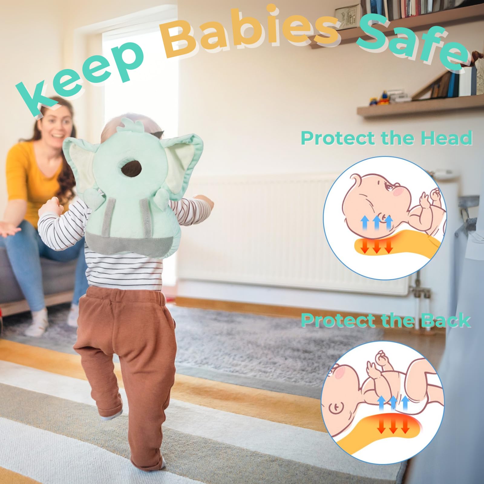 Maforts Baby Head Protector,Head Protection Back Pack for Sitting Crawling Walking,Adjustable Toddlers Safety Pad Cushion