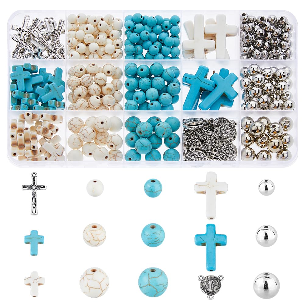Magibeads 50Pcs Glow In The Dark Resin Cross Beads Random Color Kandi Pastel Crucifix Focal Beads For Pens Keychain Crafts DIY Jesus Bracelet Rosary Jewelry Making Supplies 24.5x17.5mm