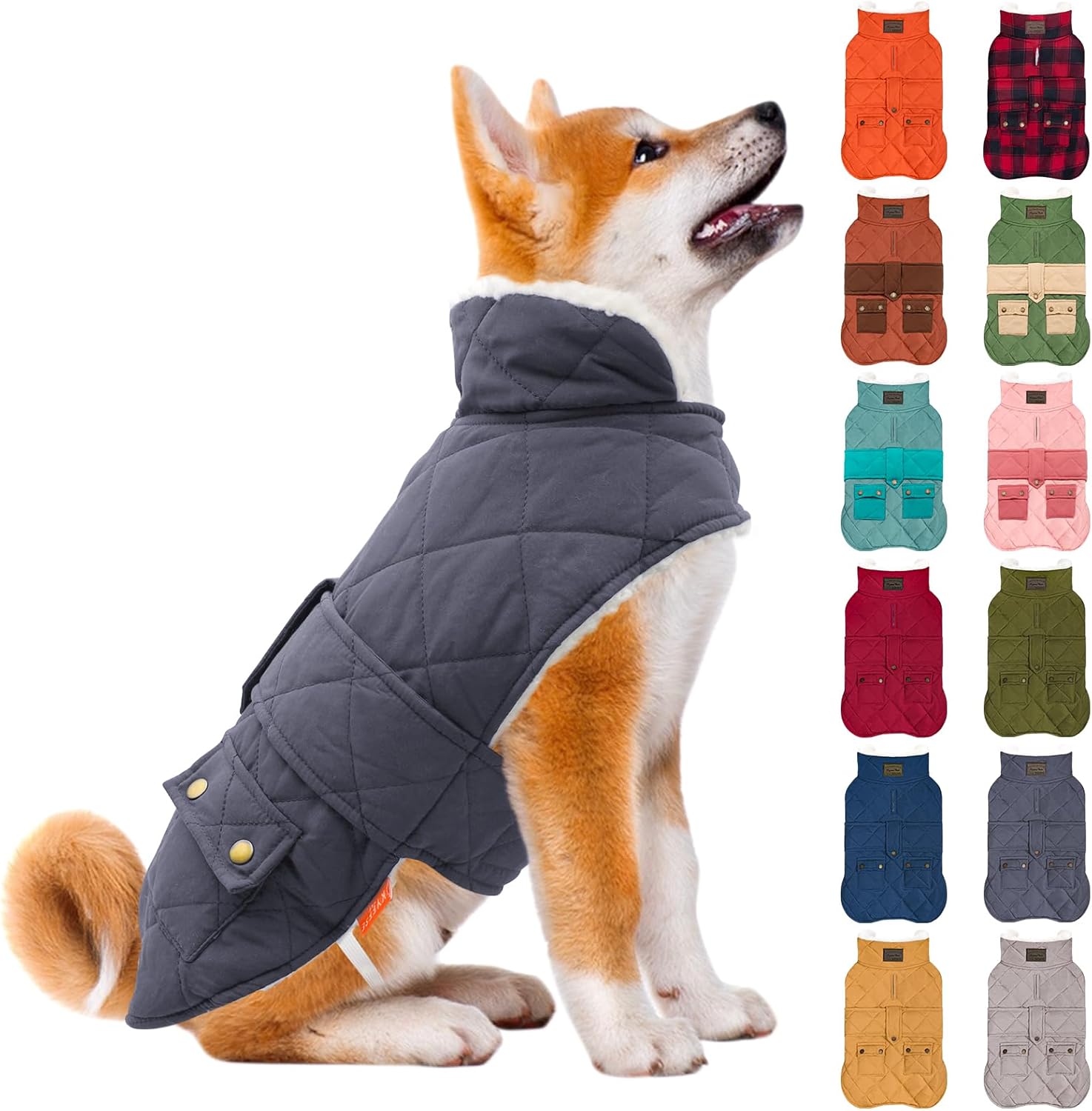 KYEESE Dog Coat Warm Pet Winter Puffer Coat with Leash Hole Soft Pet Sweater for Cold Weather Waterproof Dogs Jacket with Fleece Lined Thick Pets Clothes with Pocket Windproof Dog Coats for Small Dogs