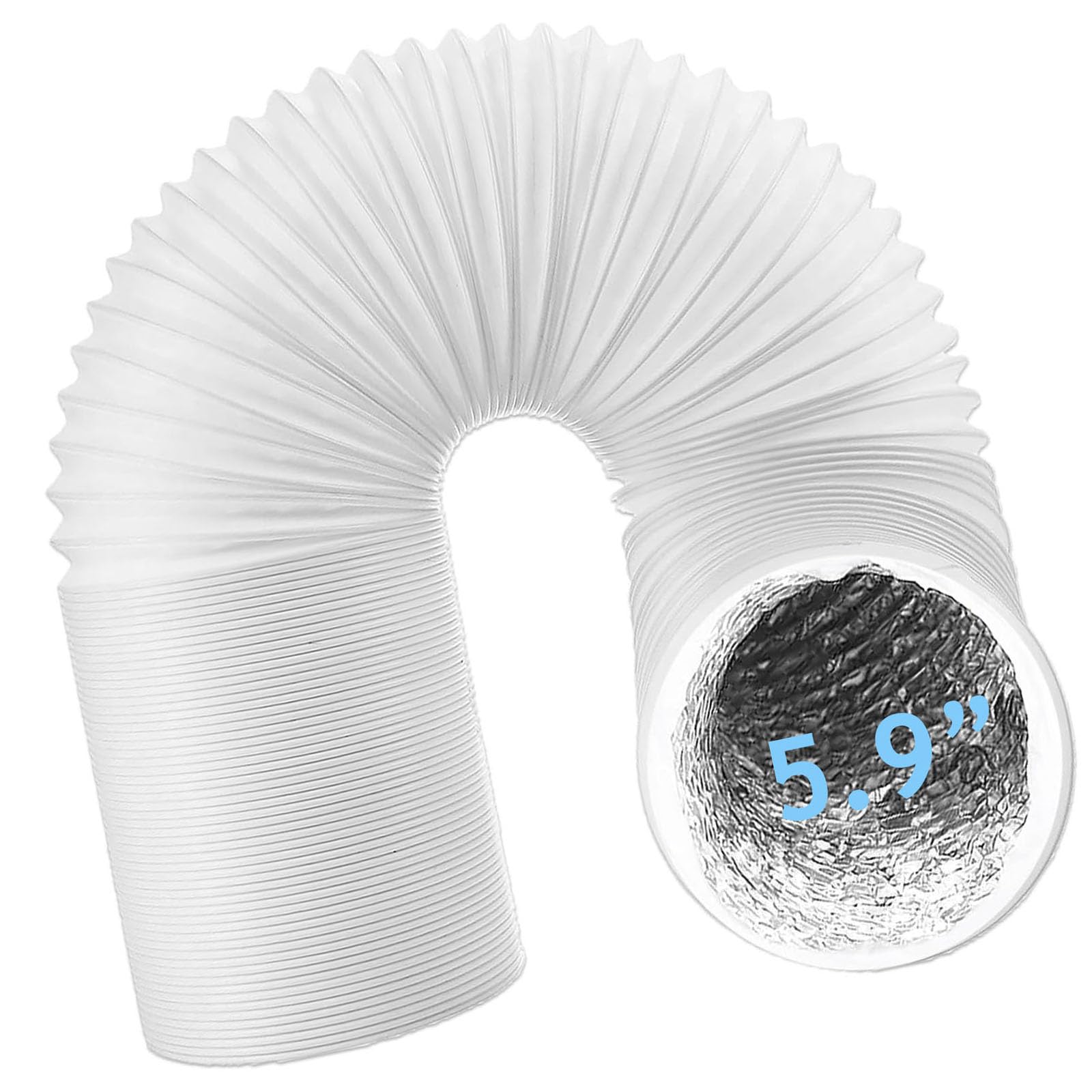 SPARES2GO Air Con Vent Hose PVC Aluminium Foil Insulated for HOMCOM Air Conditioner Duct AC Outlet Pipe (5.9" x 3m)