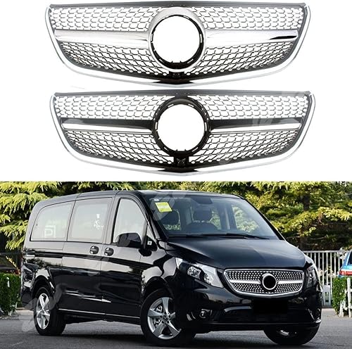 XMJAD Car Front Bumper Grille Upper Cover for Mercedez-Benz W447 MetrisVito 2016 2017 2018 2019 ABS Front Grille Car Front Bumper Hood Mesh Grid Car