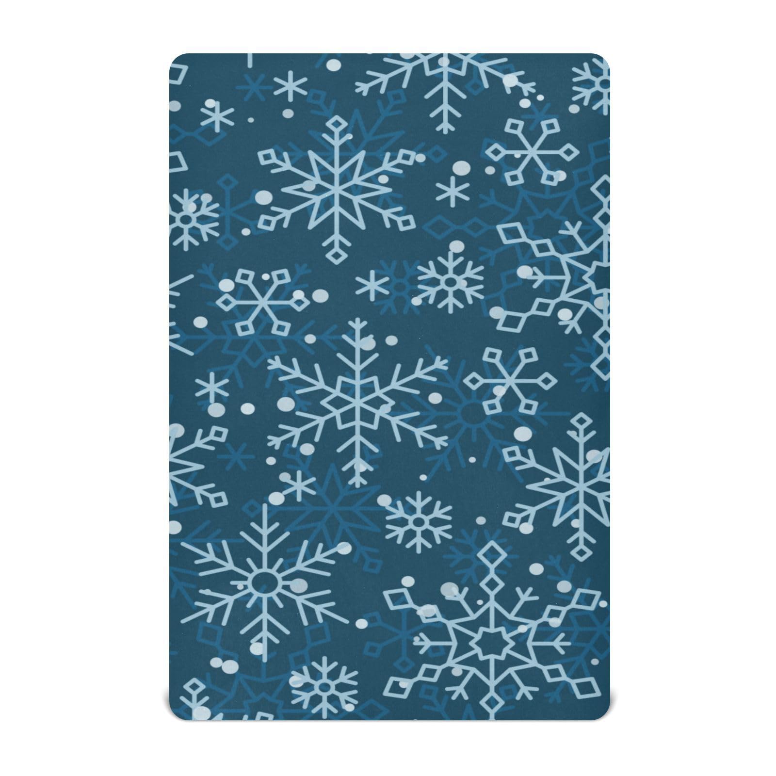 Moudou Blue Snowflake Playard Sheet for Boy Girls, Soft Breathable Fitted Toddler Sheet for Standard Playard Bed Mattress, 39 x 27 x 5 Inch