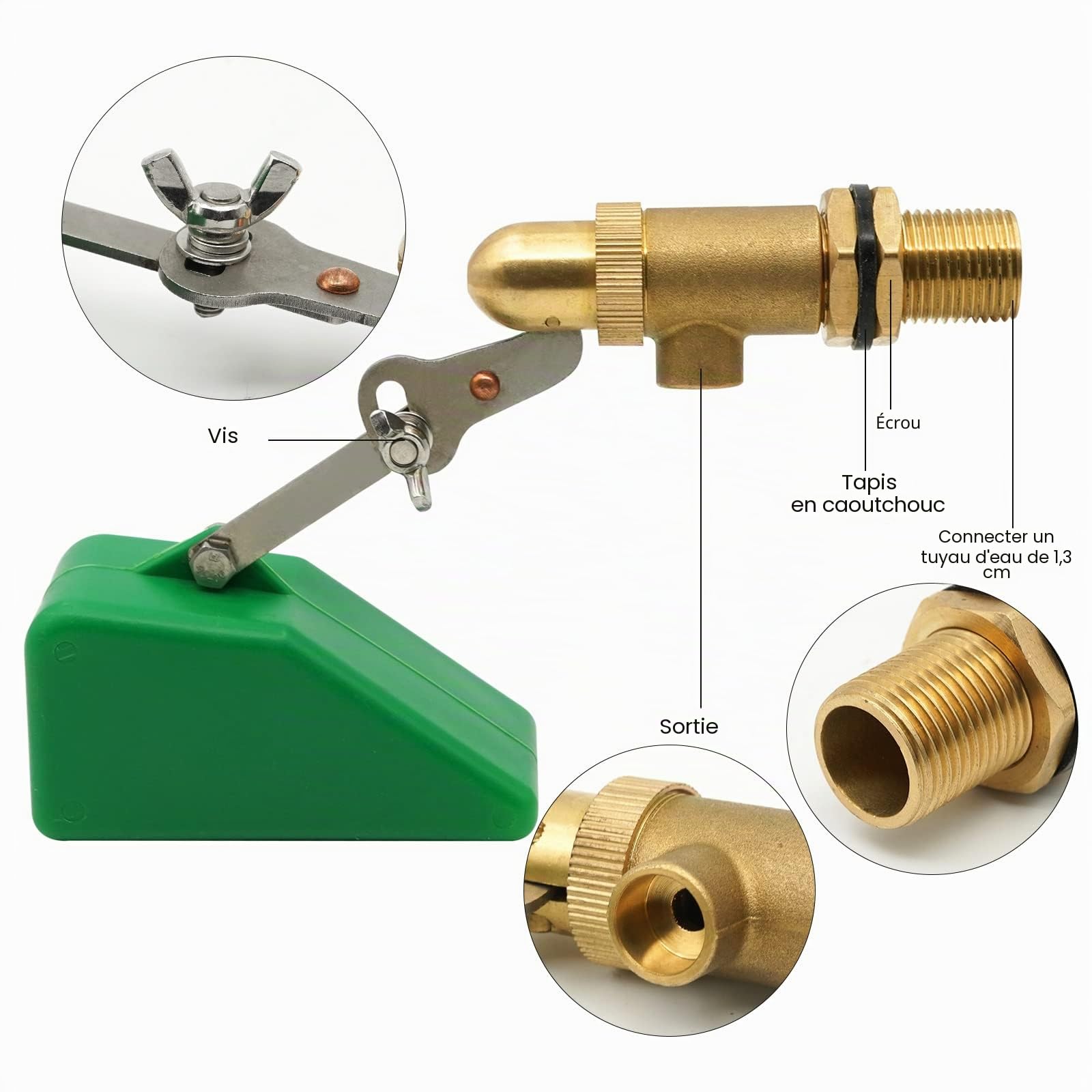 Robinet Flotteur 1/2" en Laiton Massif Antirouille à Bras Ajustable, Vanne Flotteur à Bille Automatique pour Réservoir, Abreuvoir Bétail, Étang, Aquarium, Aquaculture, Hydroponie, Lot de 2