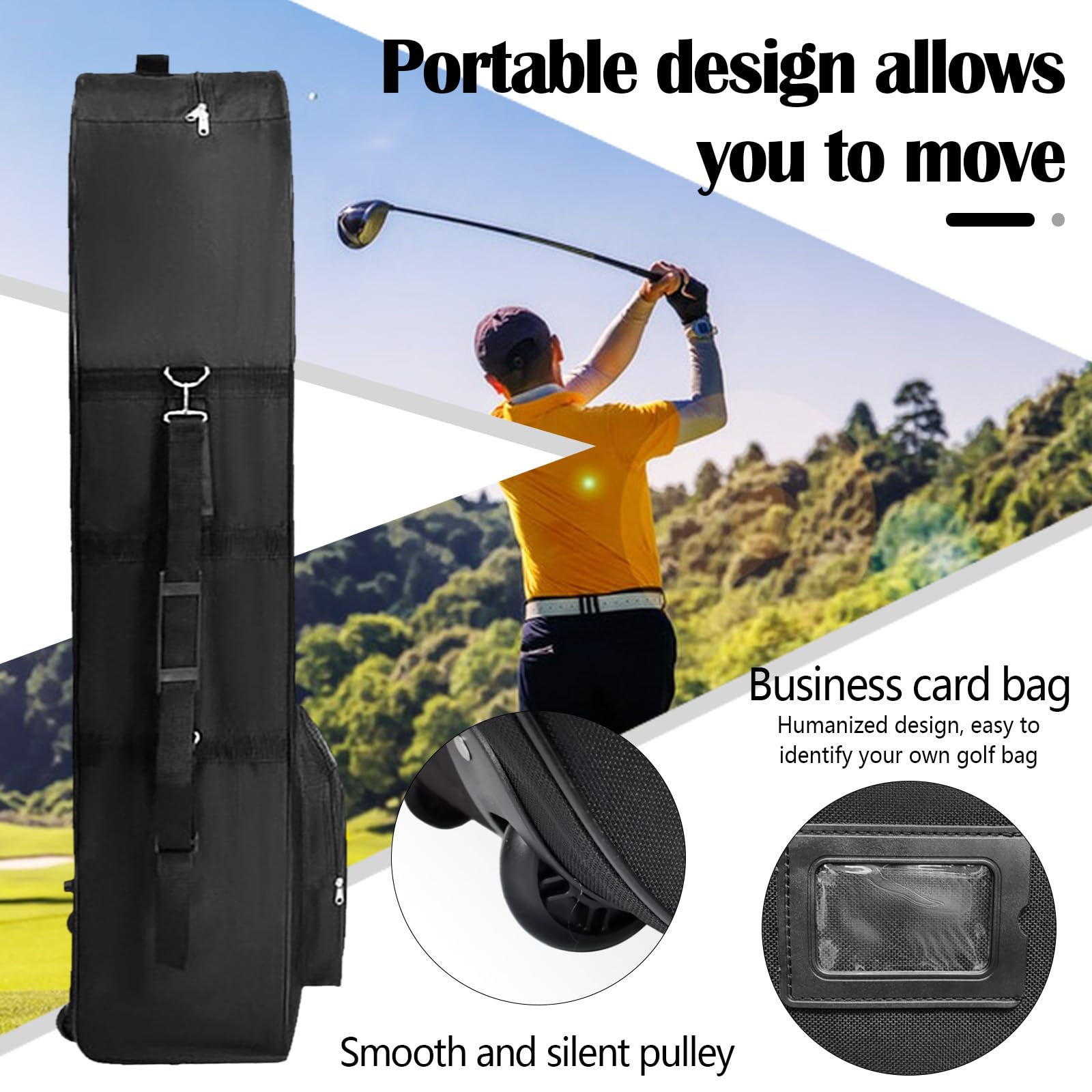 Sac De Club De Golf, Sacs De Voyage De Golf avec roulettes 600D Imperméable Housse De Pluie Anti-Poussière Protection Extérieure Rangement pour Club De Golf Housse De Rangement pour Voyage Et Vols