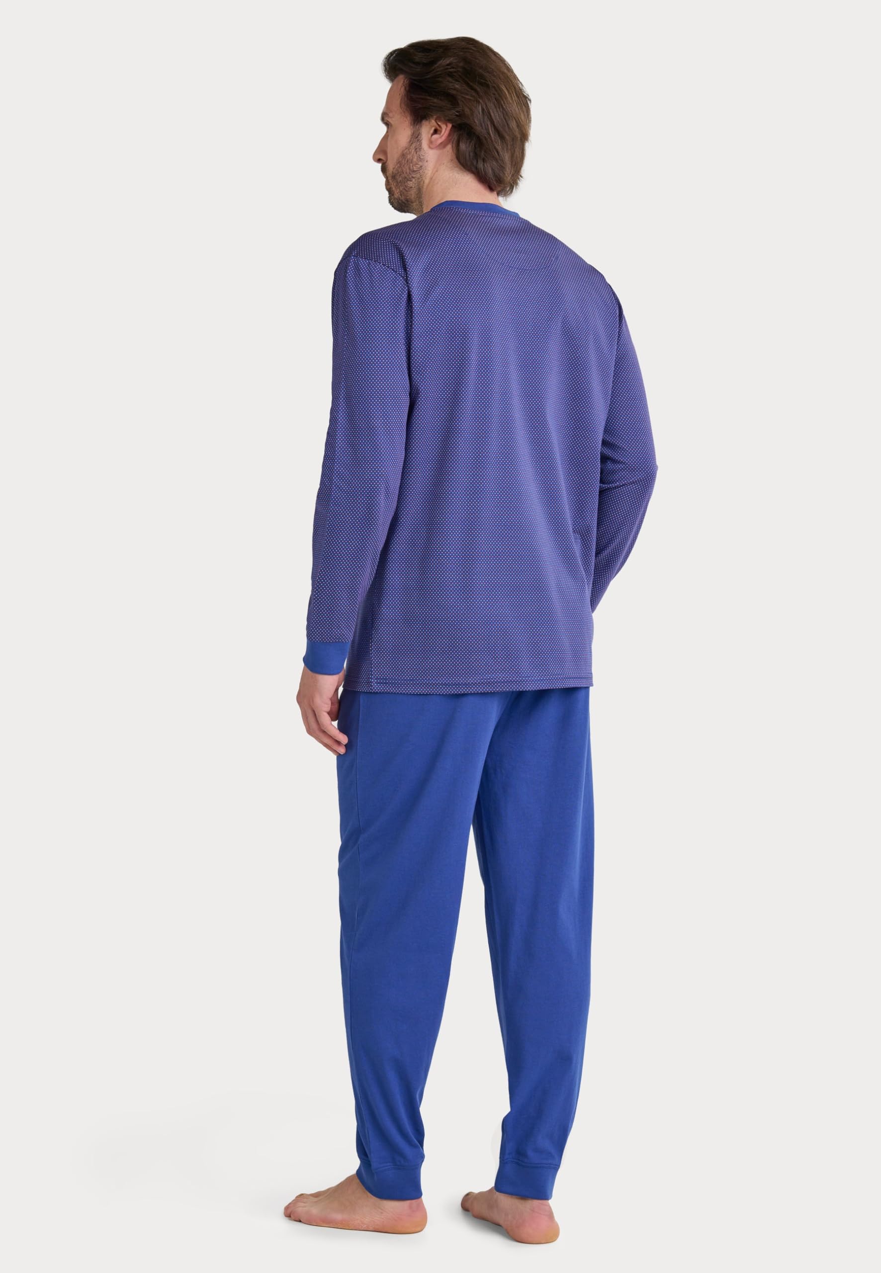 El Búho Nocturno Pigiama Uomo Cotone Lungo Leggero - 100% o Mistura - Intero Manica Lunga Maglia Righe Tasche - Set Due Pezzi Notte Casa Autunno Mezza Stagione, 100% Cotone, Blu 5105, 3XL