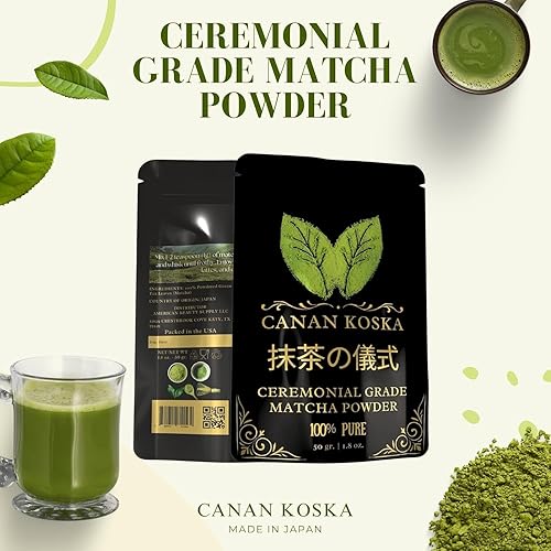 Miniatura 6 de Canan Koska Polvo de matcha de grado ceremonial, té verde molido a piedra de hojas de la primera cosecha, perfecto para batir, lattes o batidos, sin