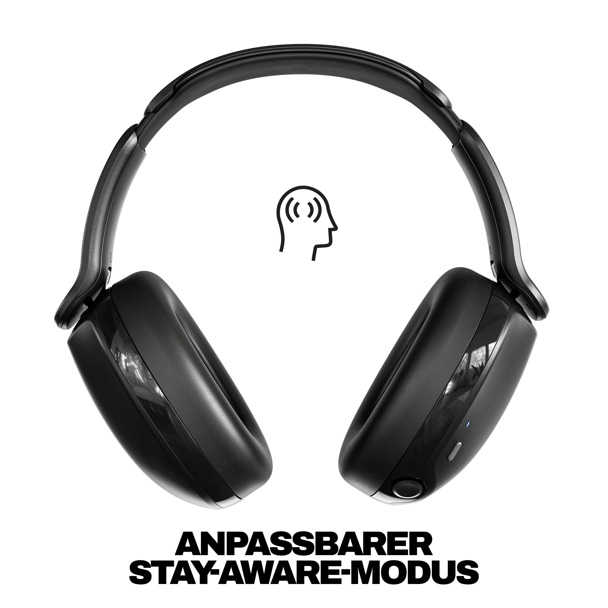 Skullcandy Hesh 360 Wireless Over-Ear Bluetooth Headphones, Up to 100 Hours Battery, Noise Isolating Fit, Flat-Folding Collapsible Design, Microphone iPhone Android - True Black