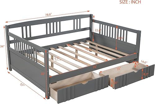 Miniatura 29 de Merax Sofá cama individual con listones de madera, soporte moderno sofá cama con rieles, tamaño individual, blanco marfil Marfil blanco,Espresso
