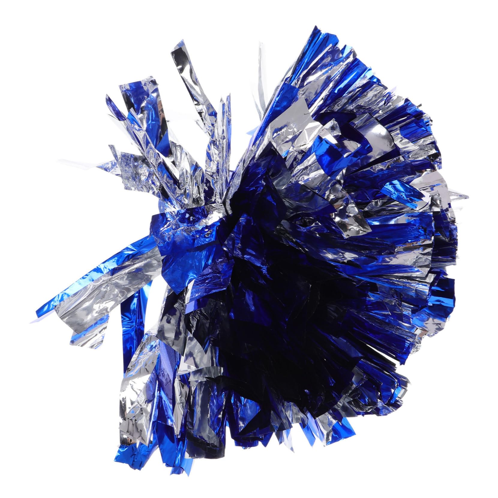 ifundom Cheerleader Pom Poms for Blue Silver Metallic Foil Cheerleading Accessories for Dance Sports Events and Team Spirit Engaging Fun Performance Enhancer