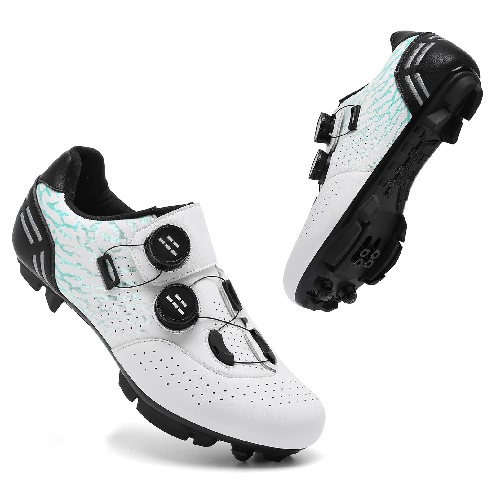 SDEQA Zapatilla de MTB Hombre, Zapatos Bicicleta de Montaña Compatible con SPD Pedales de 2 Tornillos con Calas Zapatilla de Ciclismo Unisex Adulto