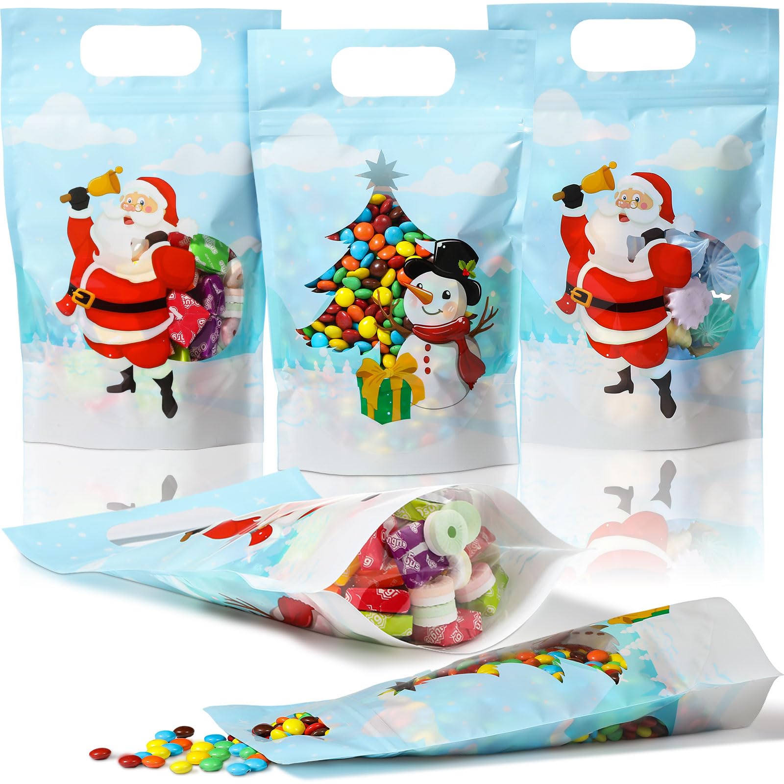 Goodie Bags 24 Pcs Christmas Clear Gift Bags Plastic Candy Treat Red ...