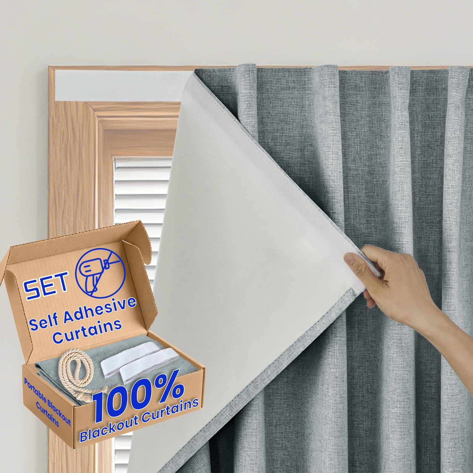 100% Blackout French Door Curtain- Privacy Thermal Insulated Door Window Curtain for Patio Front Tricia Sidelight Panel, W24 x L72 inch, 1 Panel, Light Grey