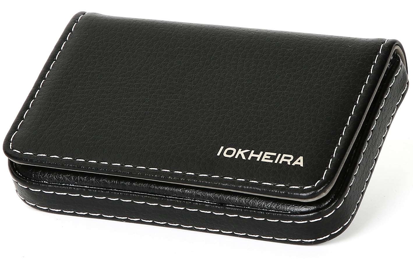 IOKHEIRA Black PU Leather Magnetic Closure Business Card Holder Business Card Case
