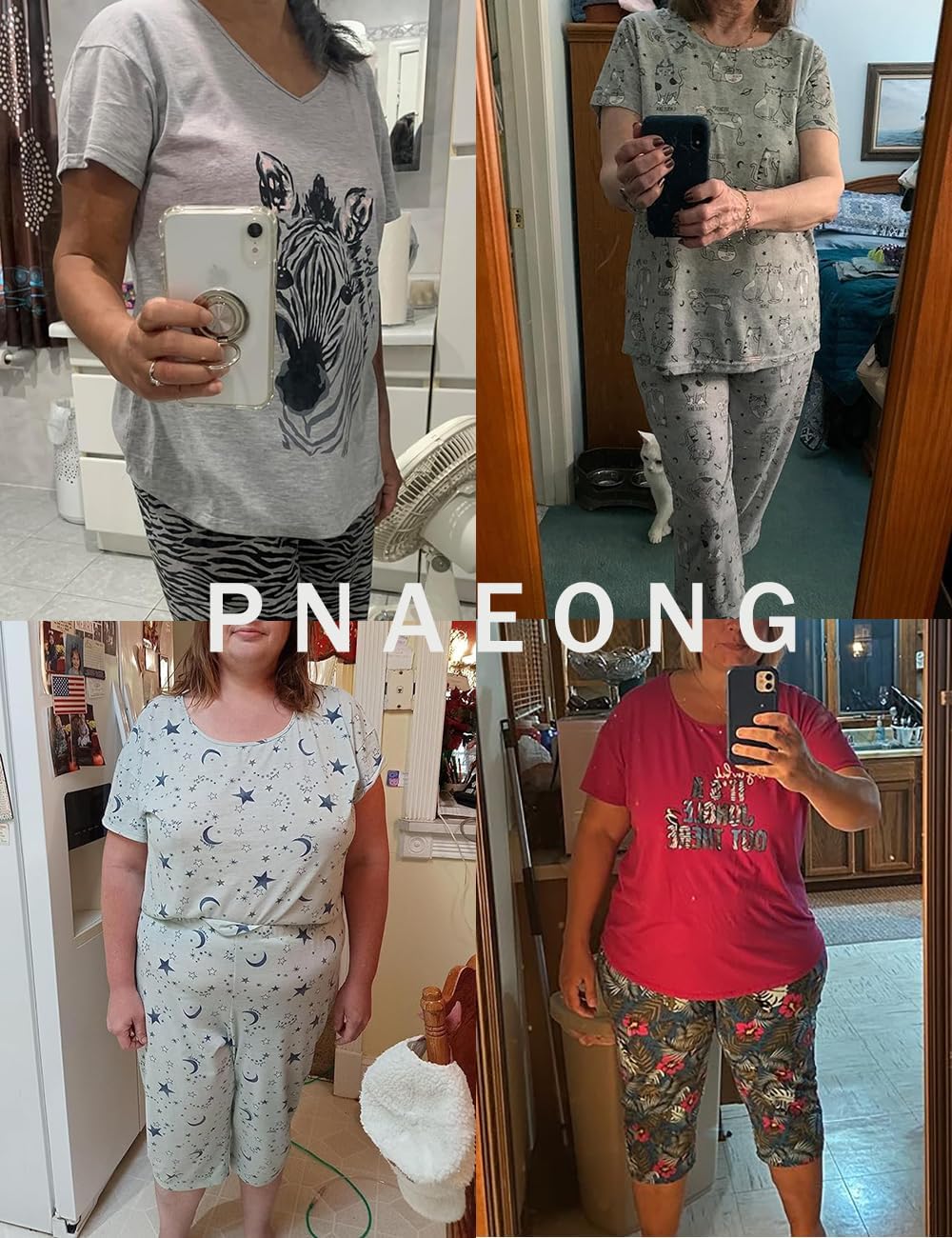 PNAEONG Women Pajama Set Sleepwear Tops with Capri Pants Casual and Fun Prints Pajama Sets - Image 7