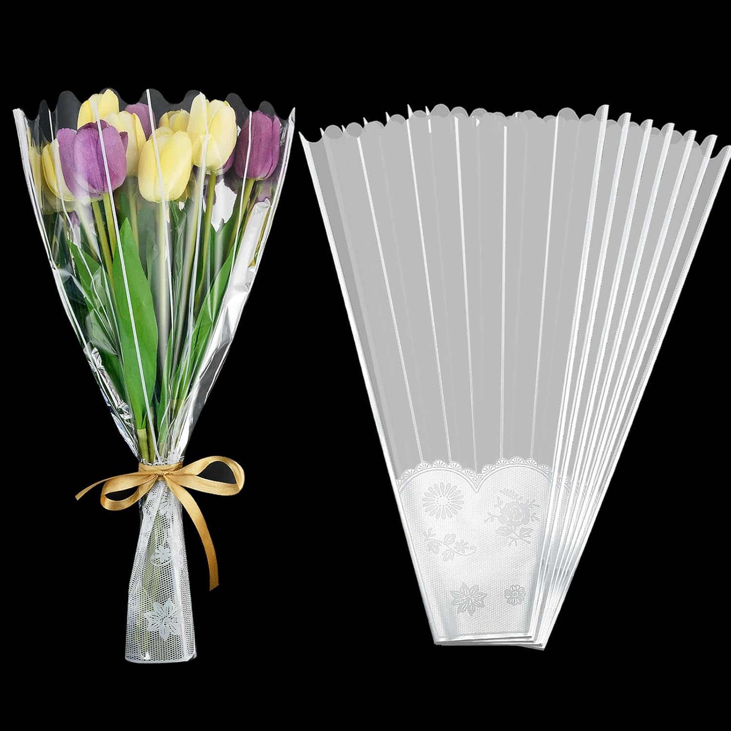 Milkary 200 Pcs Flower Bouquet Bag, Plastic Clear Wrapping
