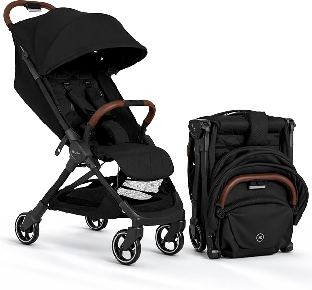 Poussette compacte Silver Cross Clic - Poussette de voyage légère pour nouveau-né à tout-petit (naissance à 25 kg), pliage d'une main, siège inclinable, approuvée pour cabine d'avion, auvent UPF50+