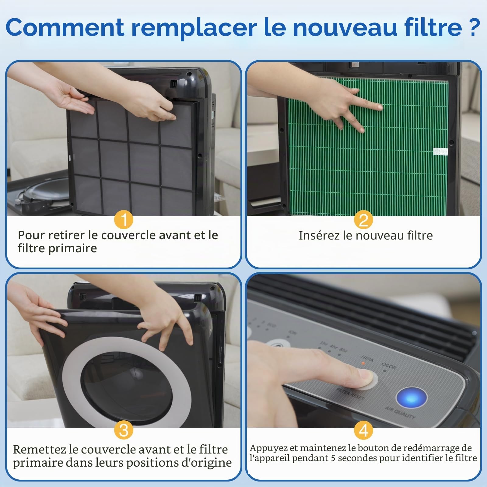 Filtre de rechange compatible avec le purificateur d'air COWAY AP-1512HH Mighty/AP-1512HHS / AP-1518R Airmega200M, filtre de rechange pour grande pièce