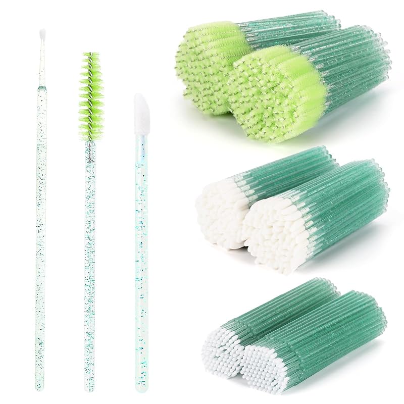 Kit Tbestmax com Escovinhas para Cílios, Aplicadores Labiais e Microescovas Verdes, 600 Unidades