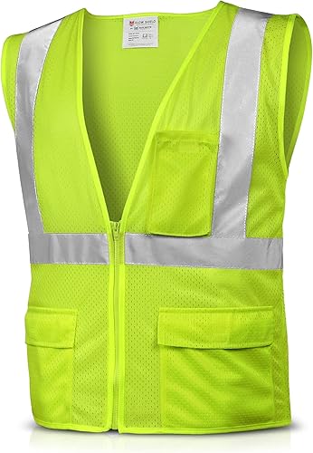 Glow Shield High Visibility Class 3 ANSI Safety Vest with Sleeves, Wide Reflective Stripes & Zipper Closure, S to 4XL