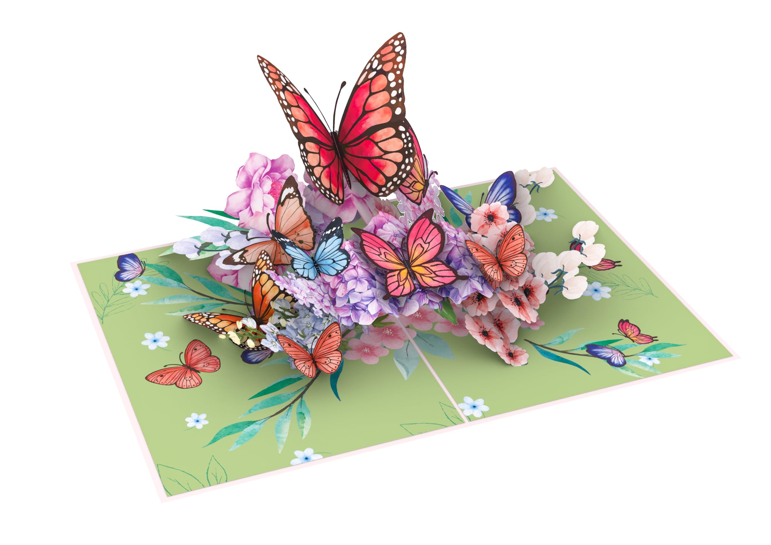 LIMAH® Biglietto di auguri pop-up per San Valentino, festa della mamma, biglietto di ringraziamento, biglietto di ringraziamento, biglietto di amicizia, farfalle e fiori, colore: albicocca