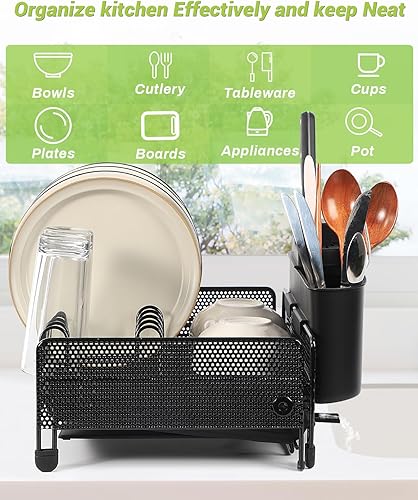 Miniatura 2 de Escurridor de platos, escurridor de platos de acero inoxidable expandible de 17.5 pulgadas de largo x 13.2 pulgadas de ancho x 5.1 pulgadas, tabla