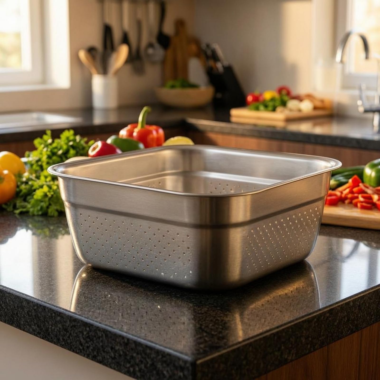 Lavabo de Acero Inoxidable Multifuncional con Forma Práctica y Fondo Reforzado Útil para Contener Agua O Ingredientes Adecuado para Cocina y Labores Domésticas, 40cm
