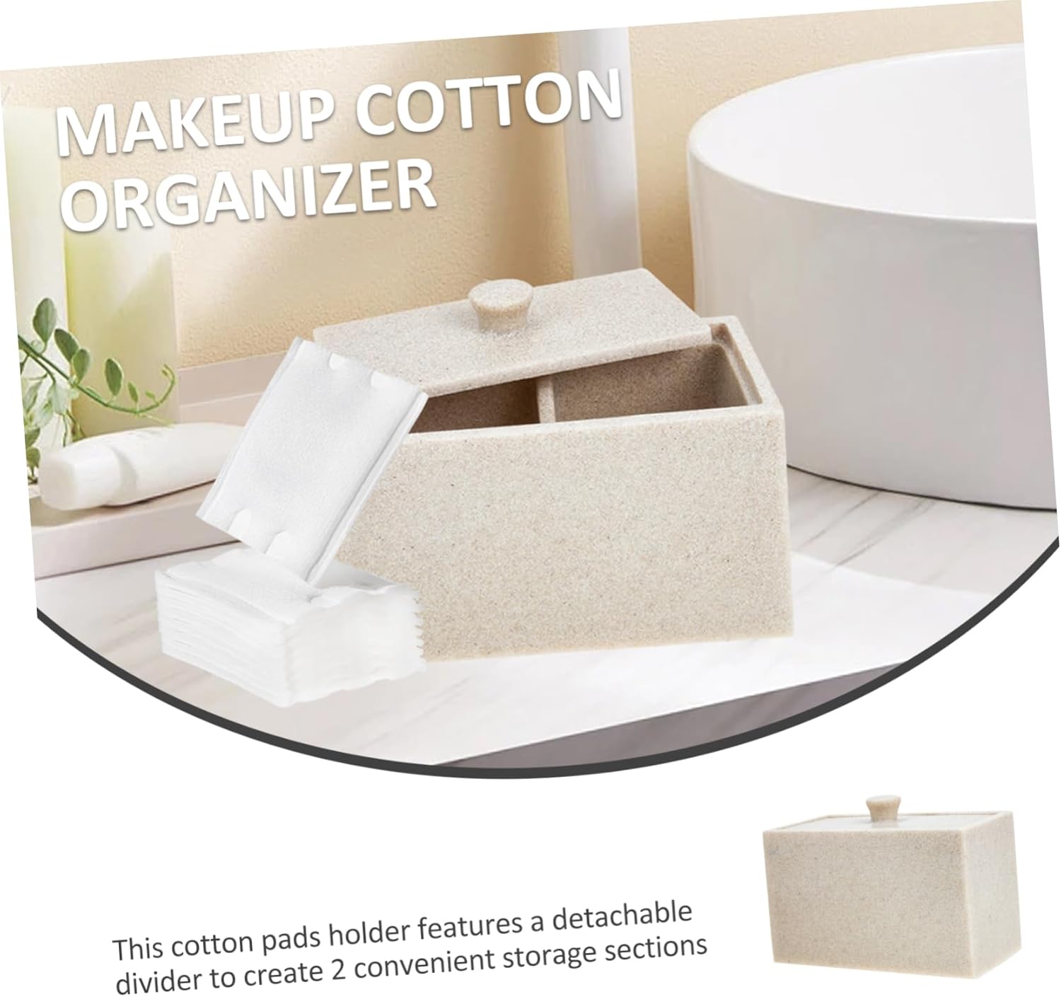 Bathroom Organizer Storage Cotton Pad Box Cotton Swab Container Protective Lid for Dust Prevention