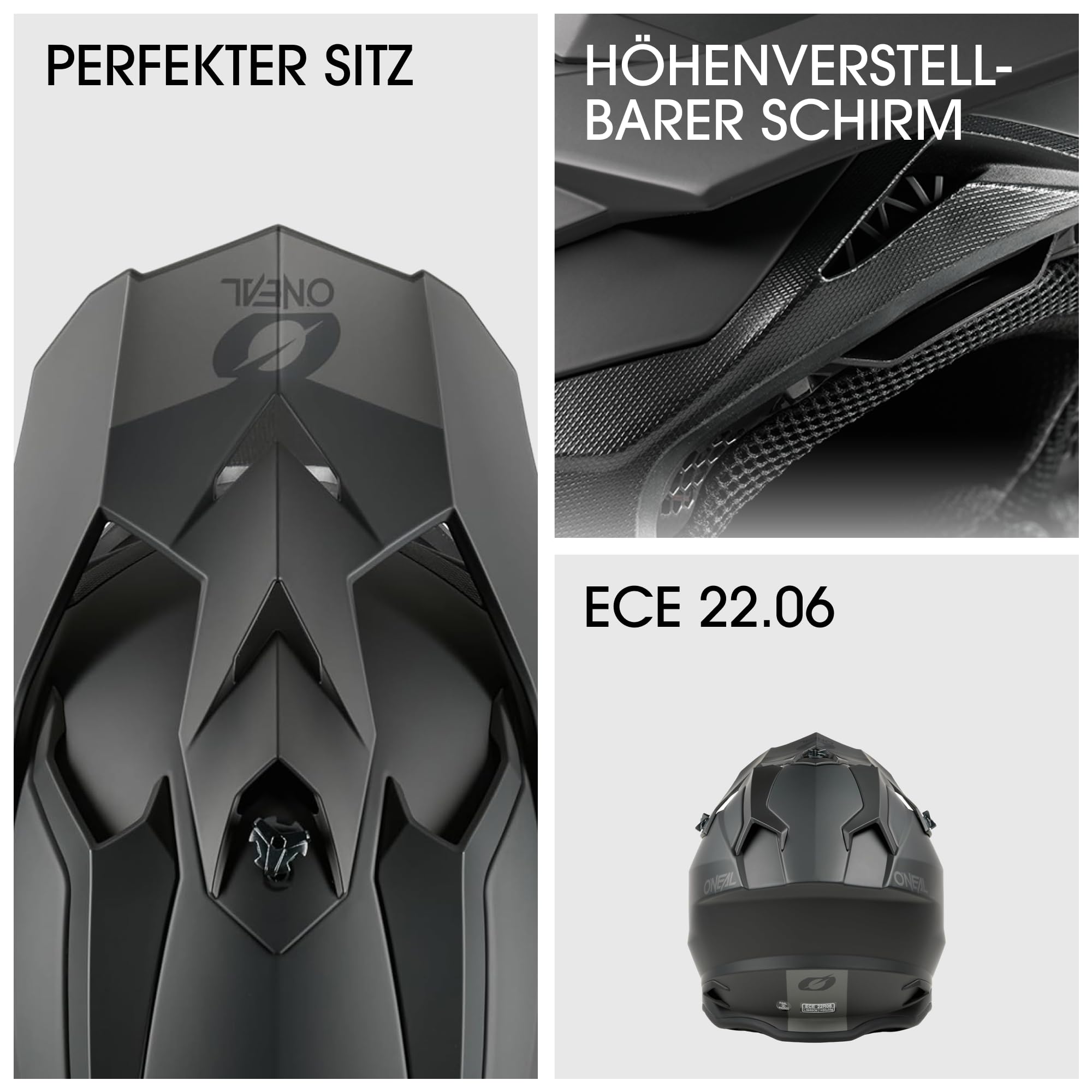 O'NEAL C-SRS Motocross Helm, MX Enduro Motorrad, Starke ABS-Schale, gepolstertes & waschbares Innenfutter, optimale Belüftung, Microlock-Sicherheitsverschluss für Erwachsene (Schwarz M)